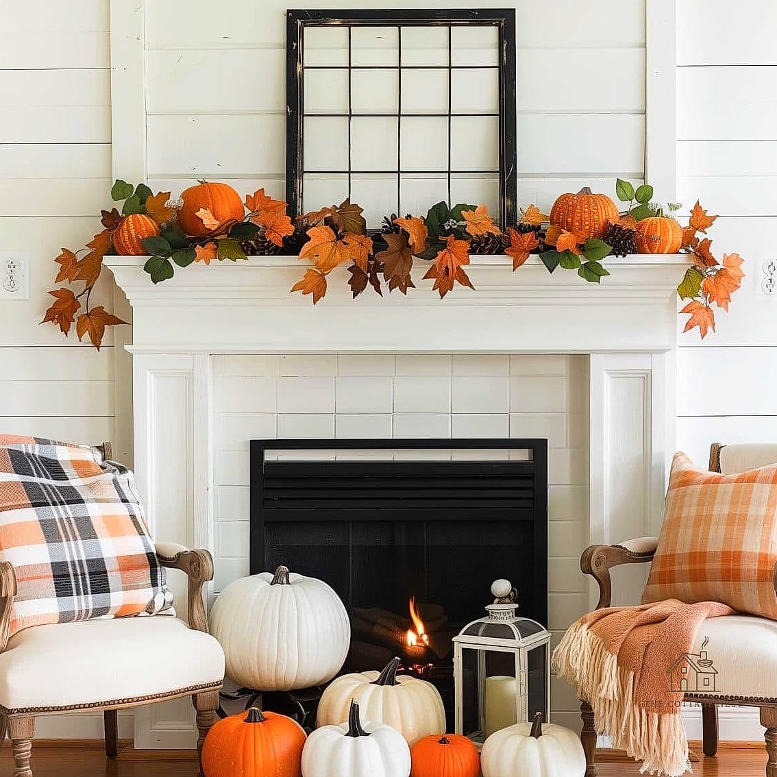 50 Amazing Fall Mantle Decor on a Budget 2 Layered Pumpkins in Varying Heights