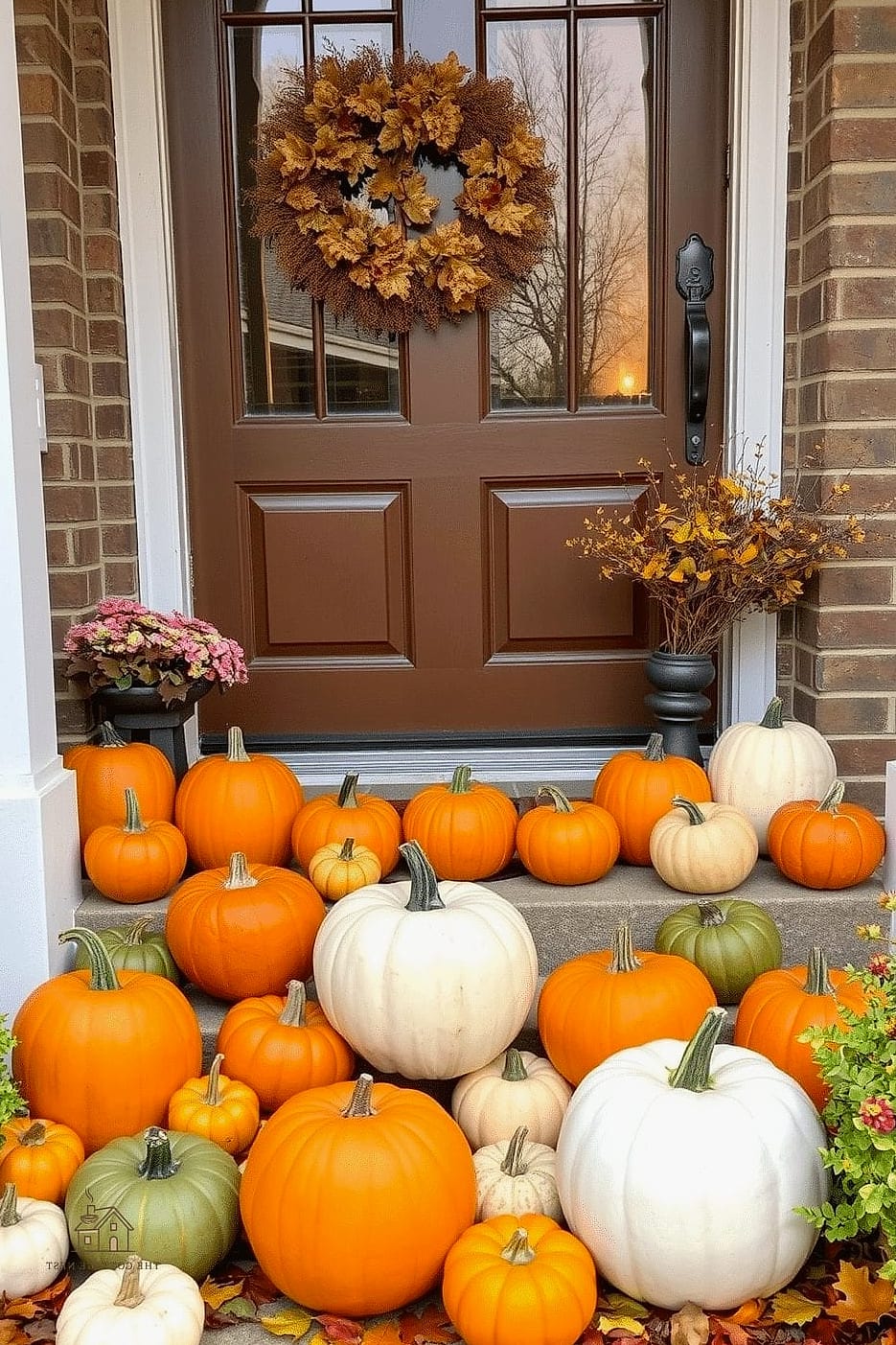 45 Gorgeous Fall Front Porch Decor Ideas That Are Totally Doable 2 Layered Pumpkins in Varying Sizes