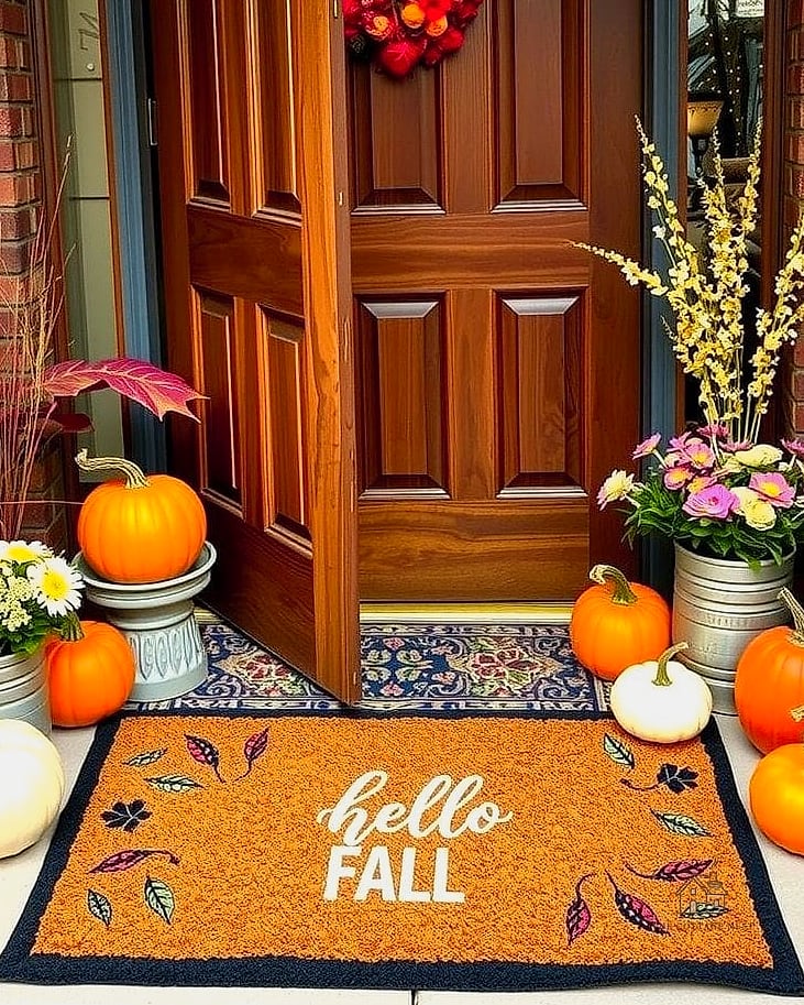 35 Brilliant Small Entryway Rug Ideas to Copy Right Now 25 Layered Seasonal Doormats