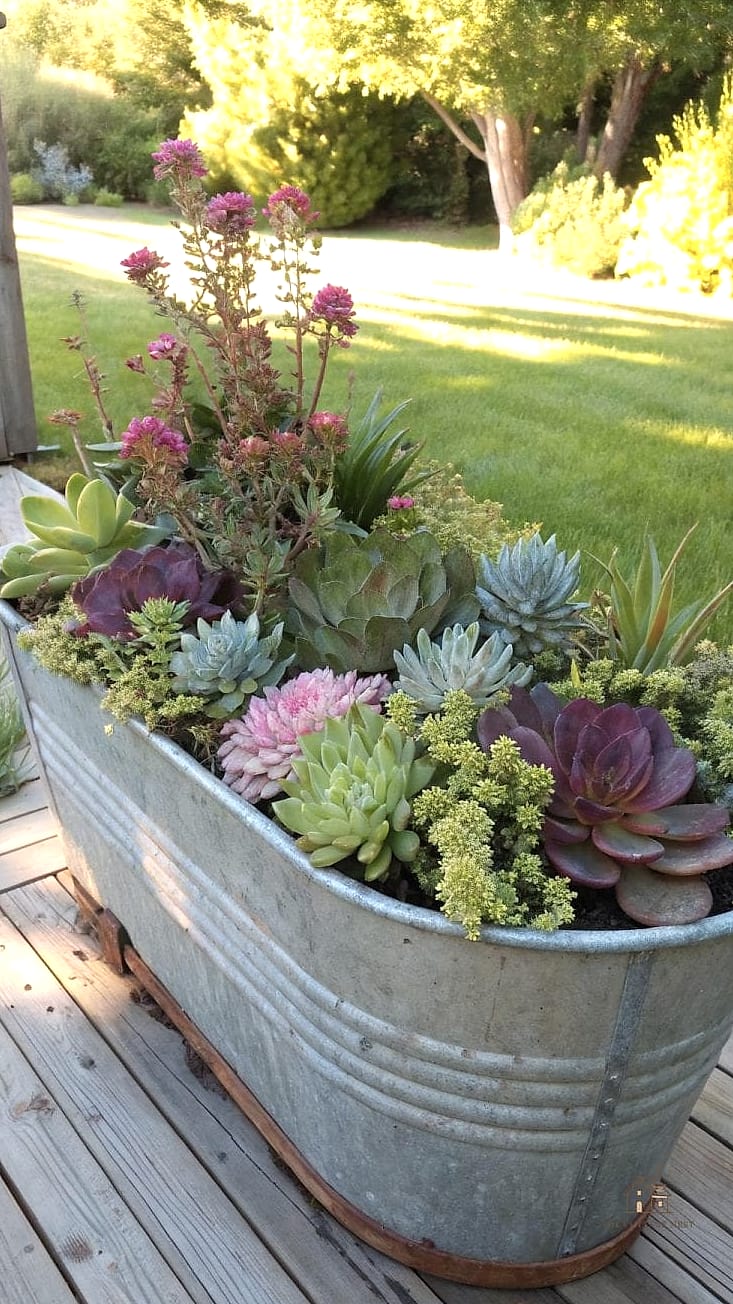Layered Succulent Tub Garden