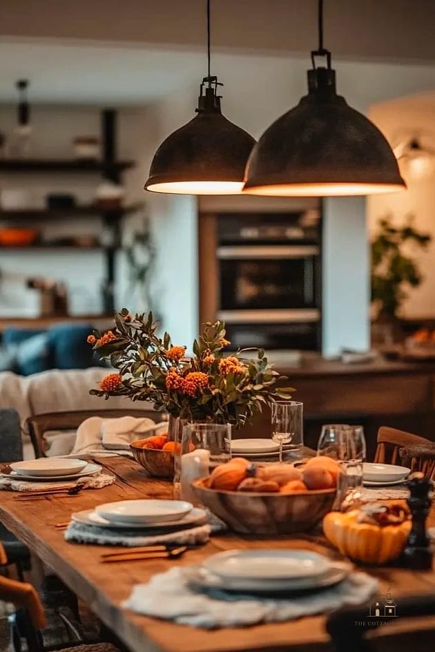 15 Creative Fall Dining Table Decor Ideas That Will Inspire You 2 Layered Table Runners in Warm Tones