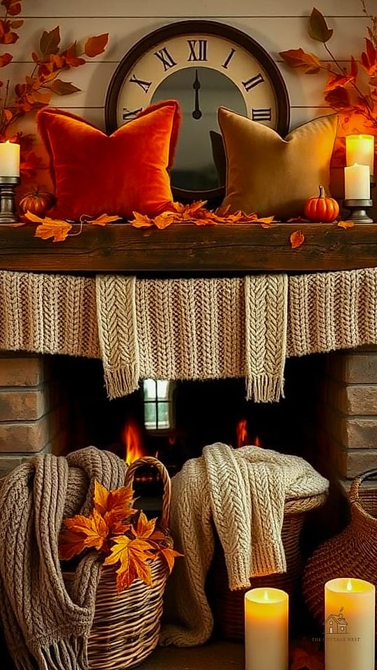 50 Amazing Fall Mantle Decor on a Budget 18 Layered Textiles Like a Draped Scarf