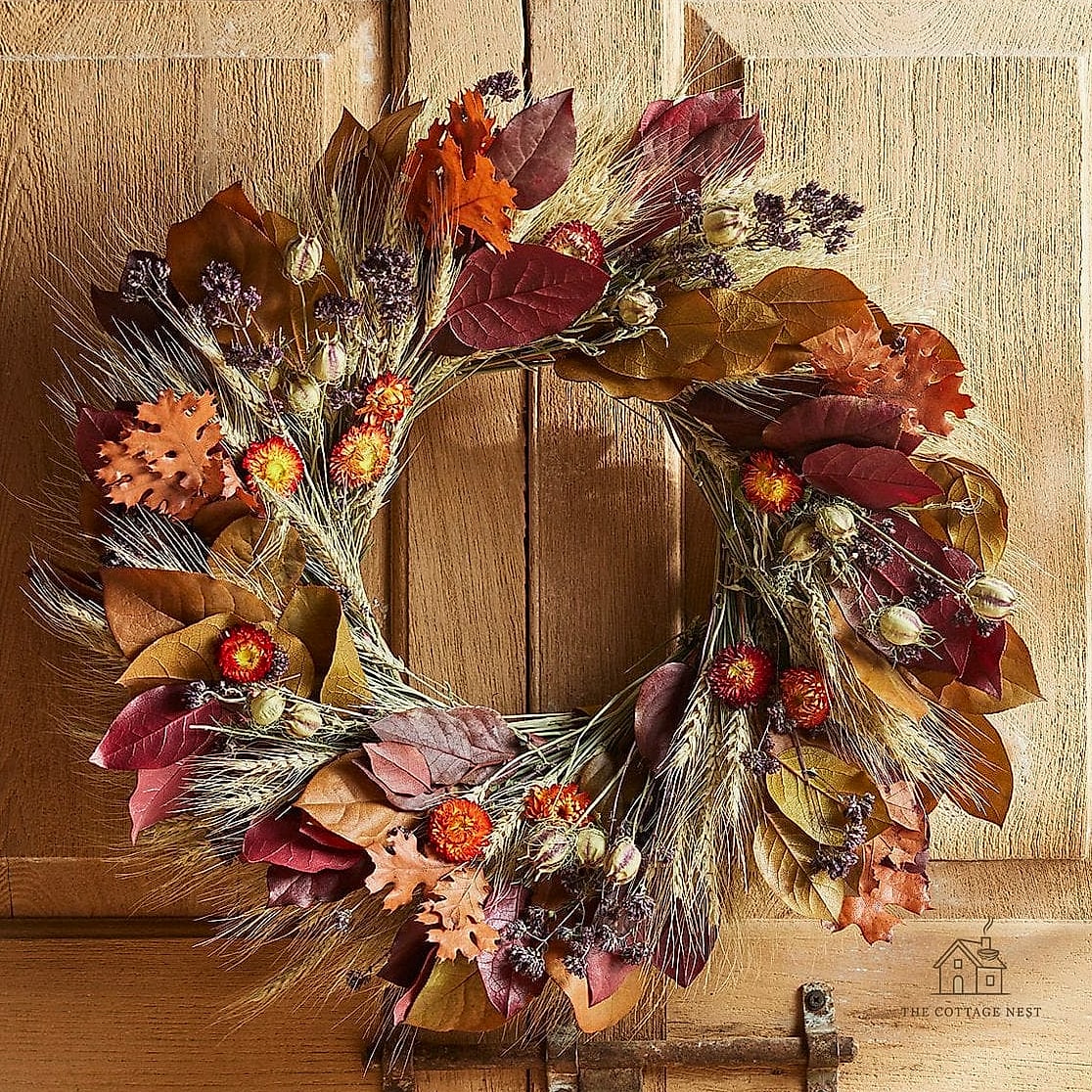 20 Dreamy Fall Wreaths For Front Door to Try This Season 18 Layered Textural Wreath