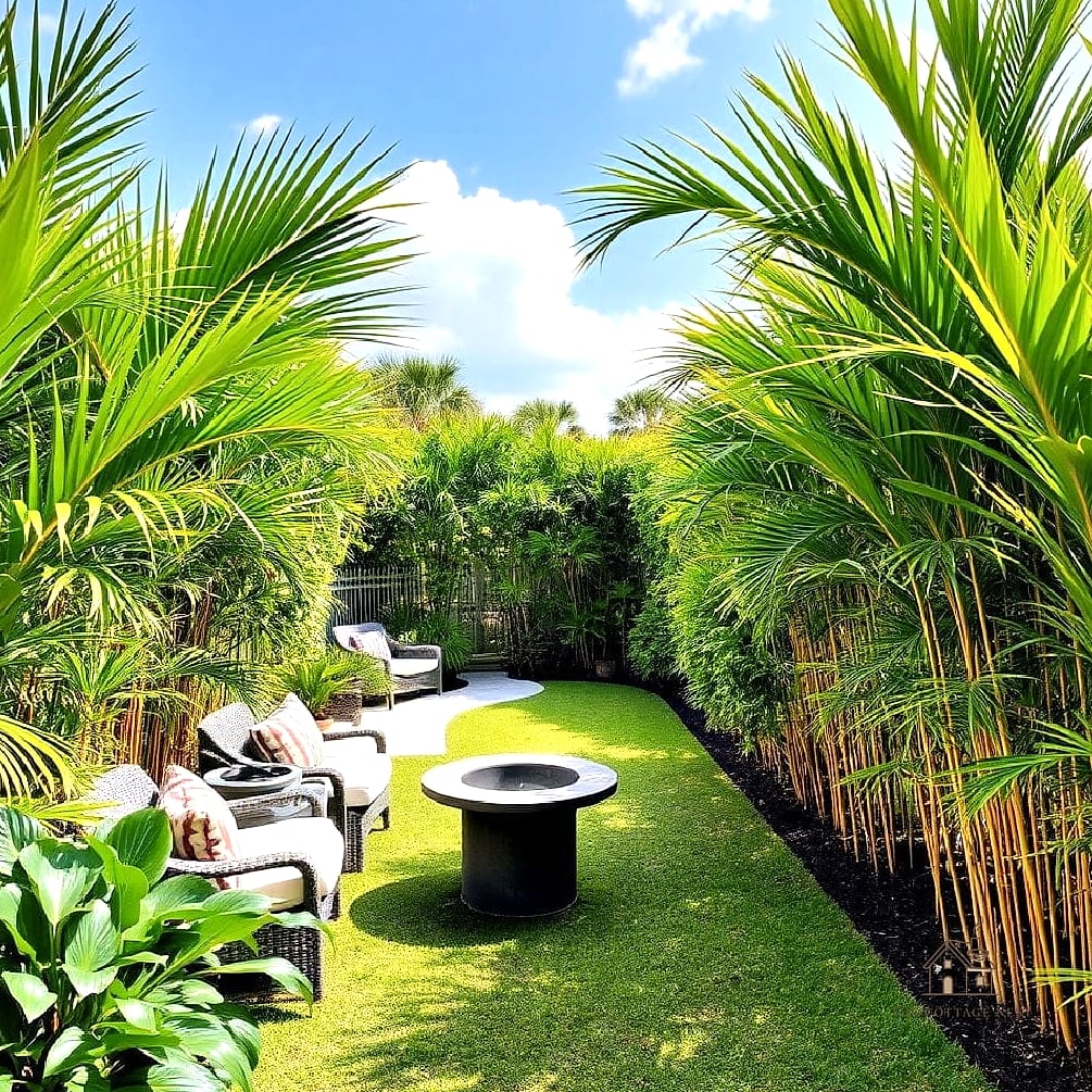 30 Dreamy Florida Landscaping Ideas to Try This Season 26 Layered Tropical Privacy Screen