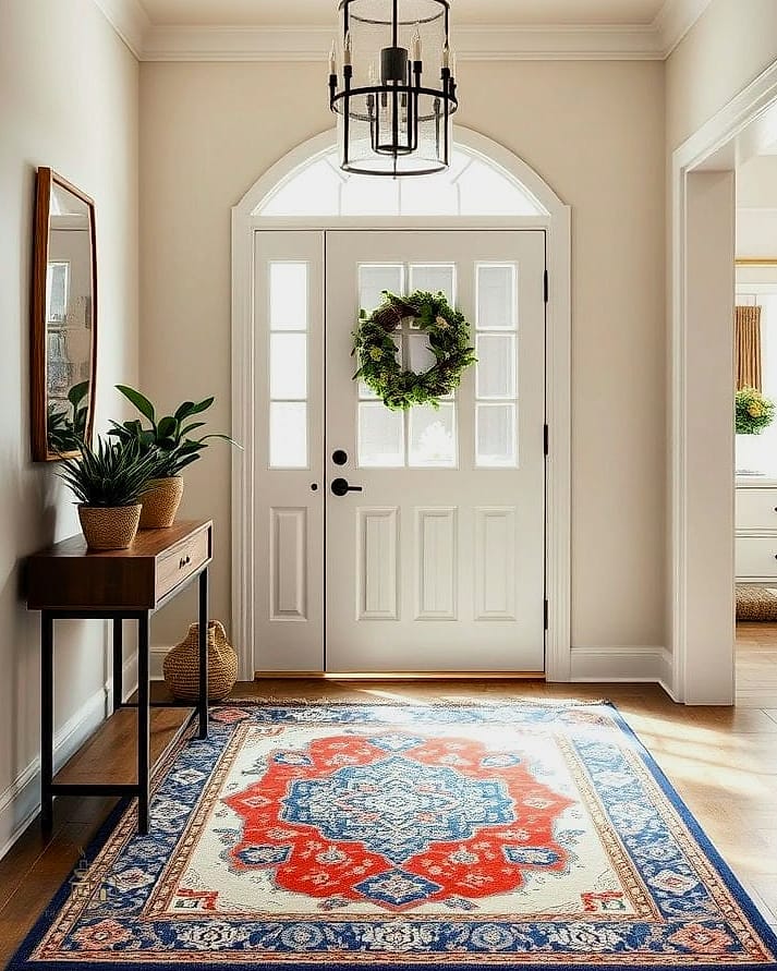 30 Clever Entryway Rug Ideas for Every Style 11 Layered Two-Rug Look for Extra Dimension