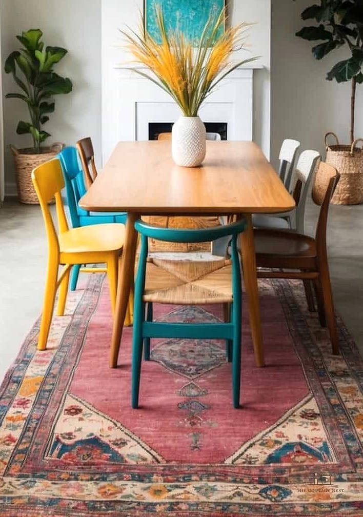 40 Cozy Boho Dining Room Decor Ideas Worth Pinning 4 Layered Vintage Rugs