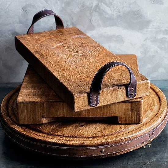 30 Dreamy Fall Tray Decorating Ideas to Try This Season 18 Layered Wood and Leather Tray