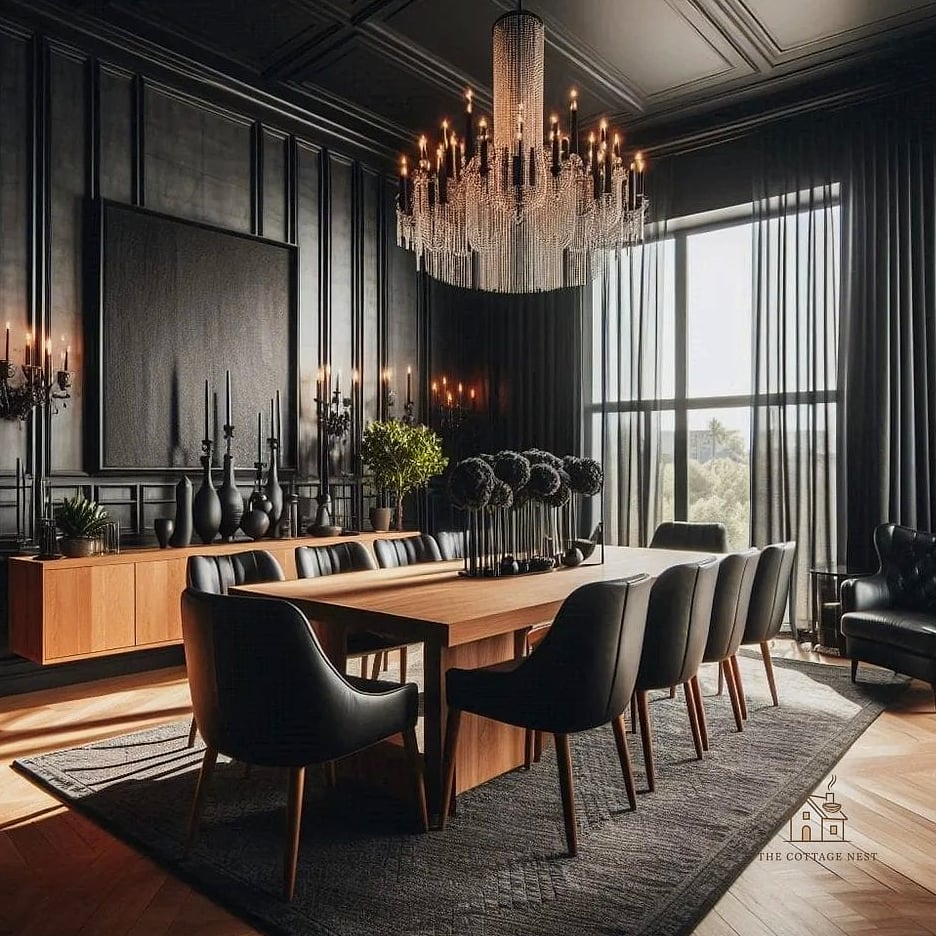 15 Stunning Black Dining Table Decor Ideas You'll Absolutely Love 2 Layer in Warm Wood Accents
