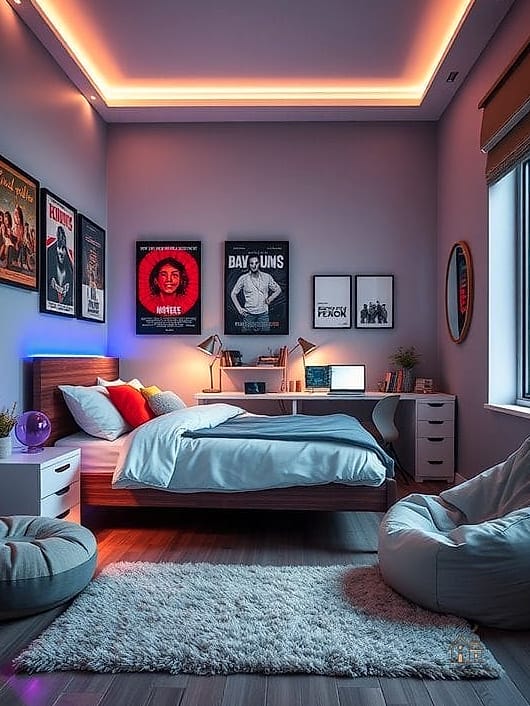 25 Gorgeous Dorm Room Ideas For Guys That Are Totally Doable 3 LED Strip Lighting Behind the Desk