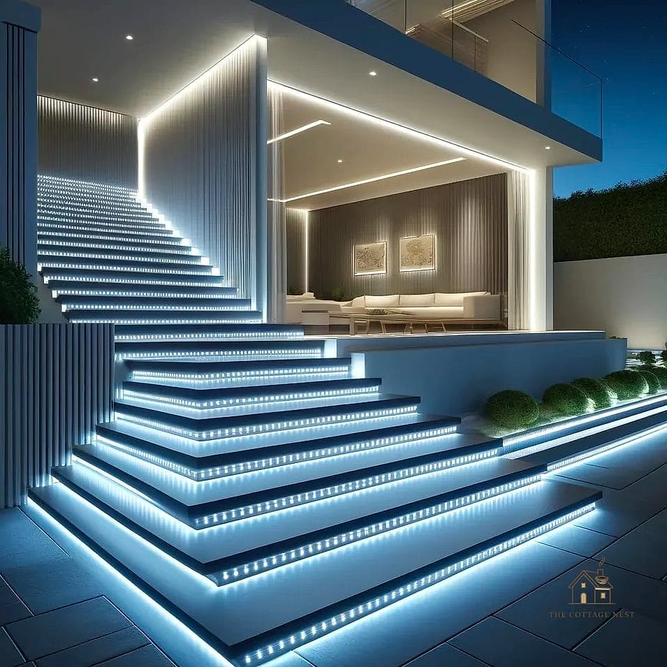 50 Clever Staircase Lighting Ideas for Every Style 5 LED Strip Lighting Under the Handrail