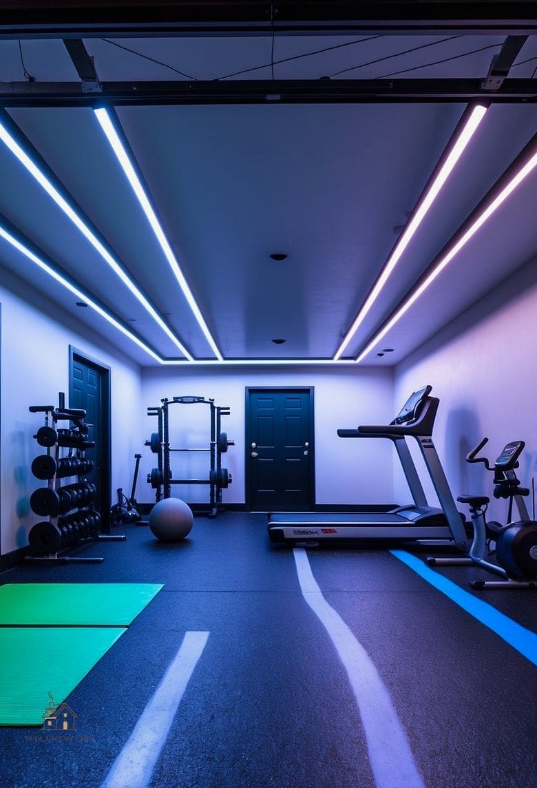 35 Stunning Home Gym Ideas Small Garage You'll Absolutely Love 13 LED Strip Lighting for Ambiance