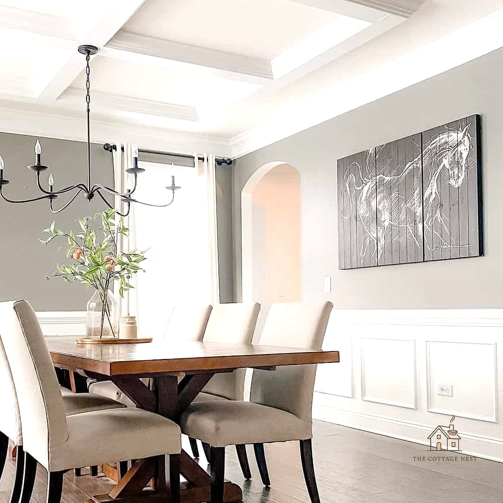 40 Clever Grey Dining Room Ideas for Every Style 3 Light Grey Wainscoting with White Trim