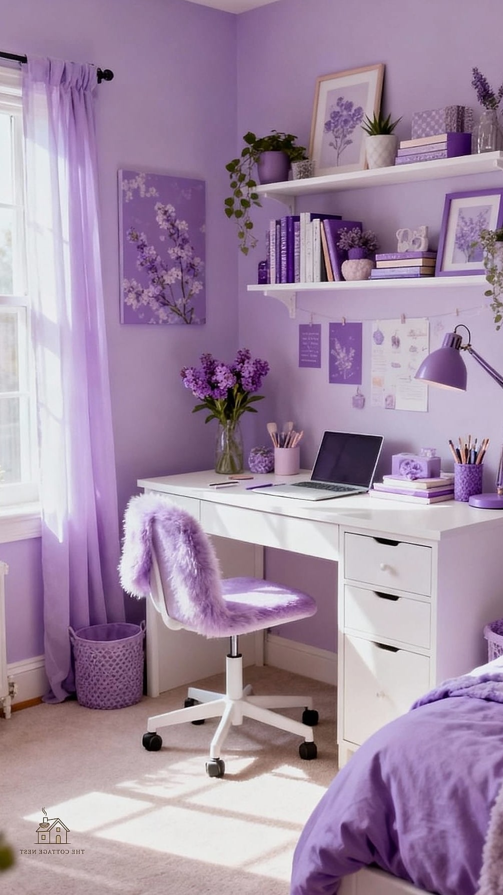 40 Amazing Purple Dorm Room Ideas on a Budget 15 Lilac Desk Lamp for Softer Studying Light