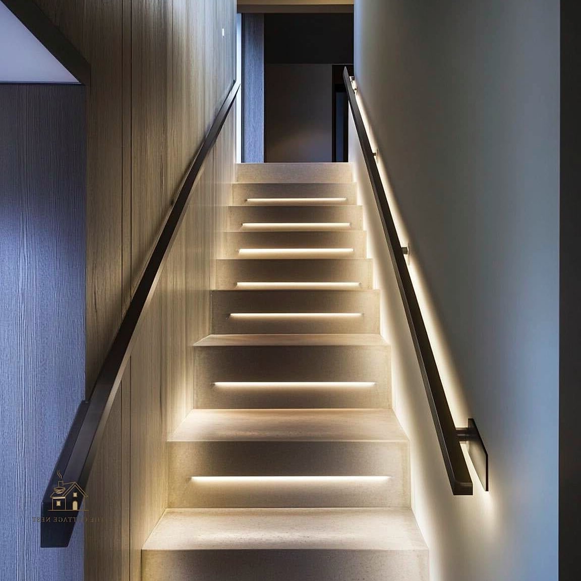 50 Clever Staircase Lighting Ideas for Every Style 21 Linear Suspension Light Following the Staircase Angle