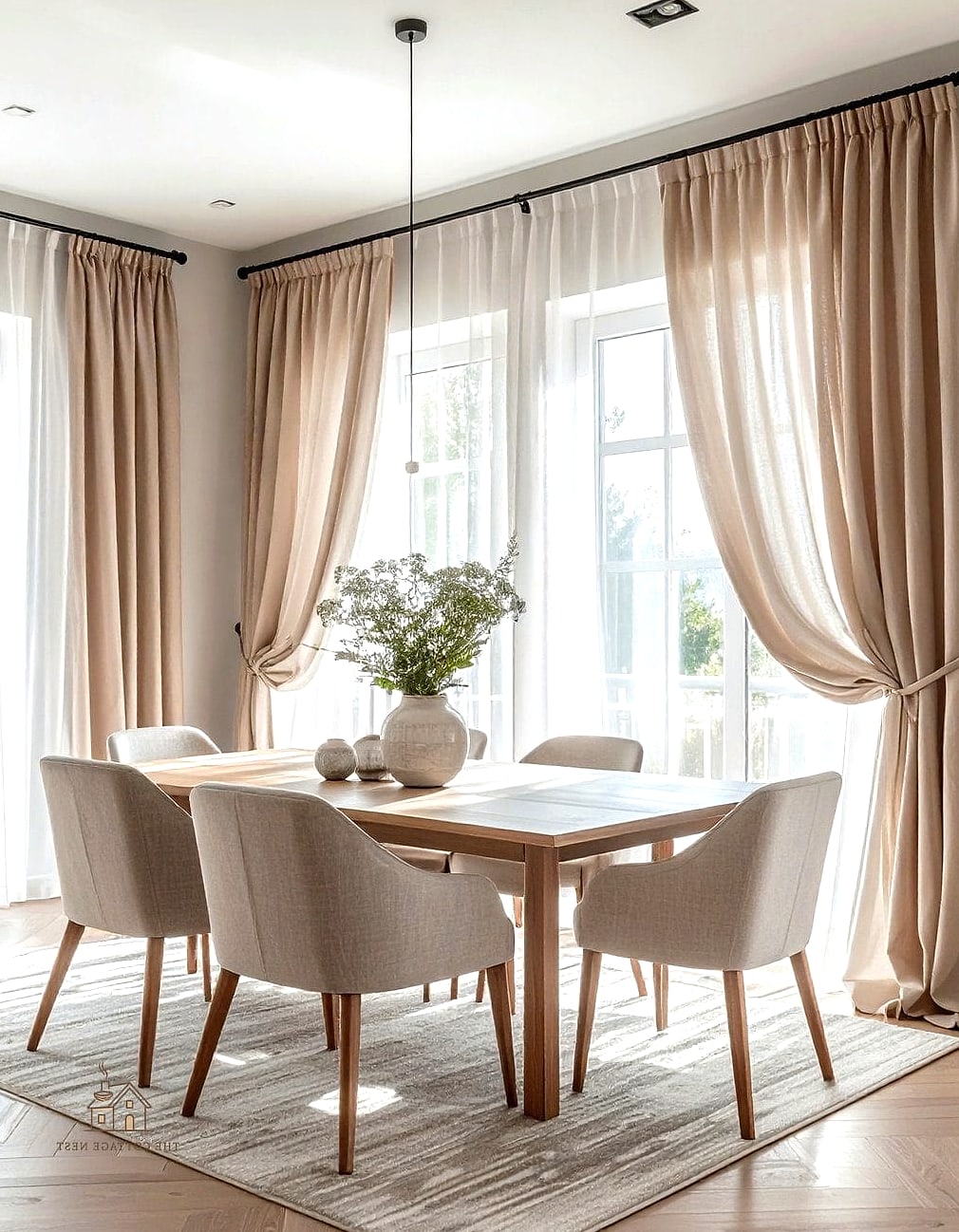 30 Amazing Dining Room Window Treatments on a Budget 16 Linen-Look Polyester Curtains