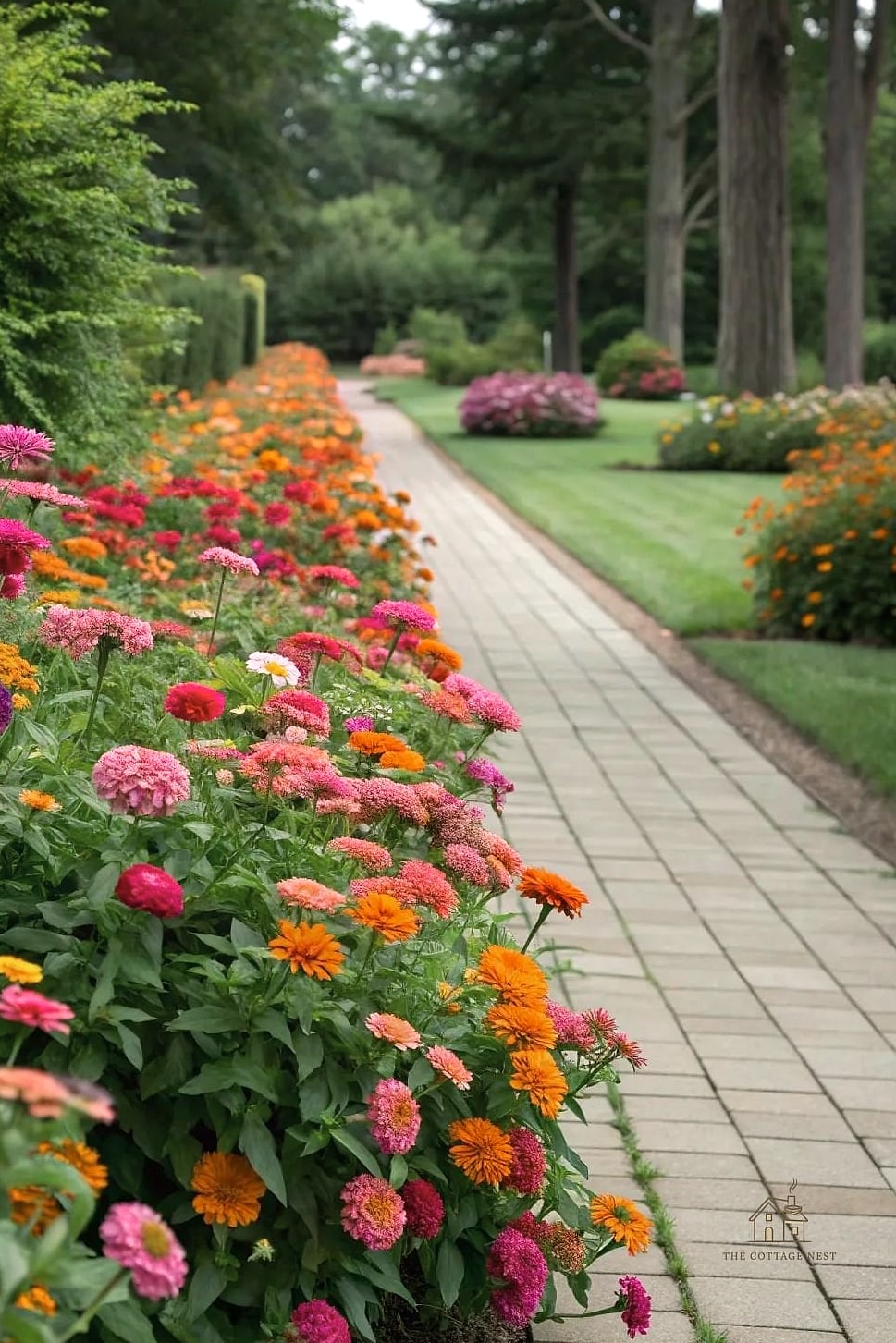40 Amazing Zinnias Garden Ideas on a Budget 9 Line a Walkway With Dwarf Zinnias