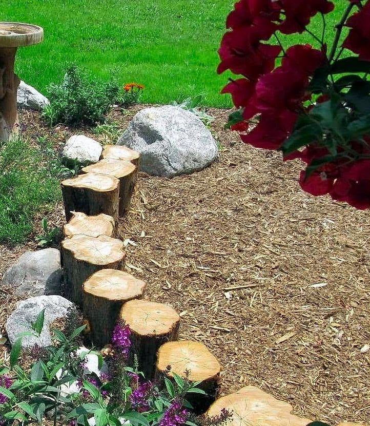 Log Border Edging for Garden Beds