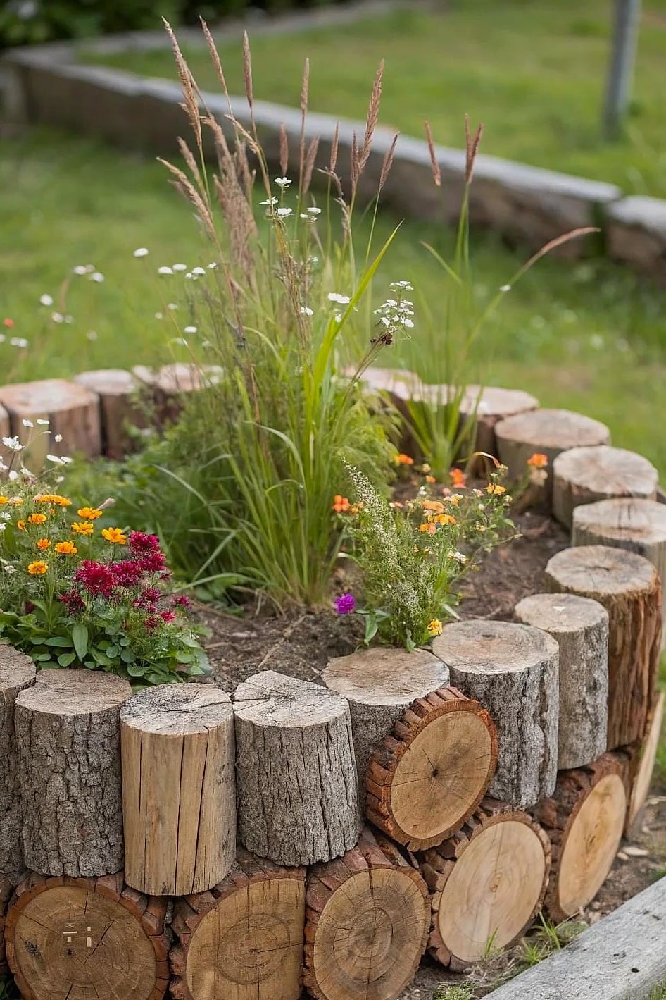 Log Planter Boxes with Metal Bands