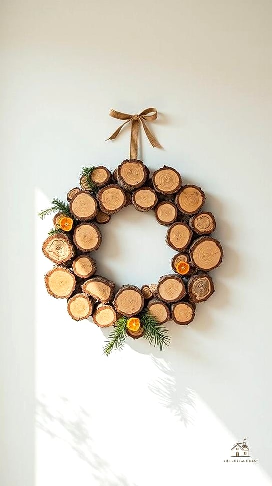 Log Slice Wreath for the Front Door
