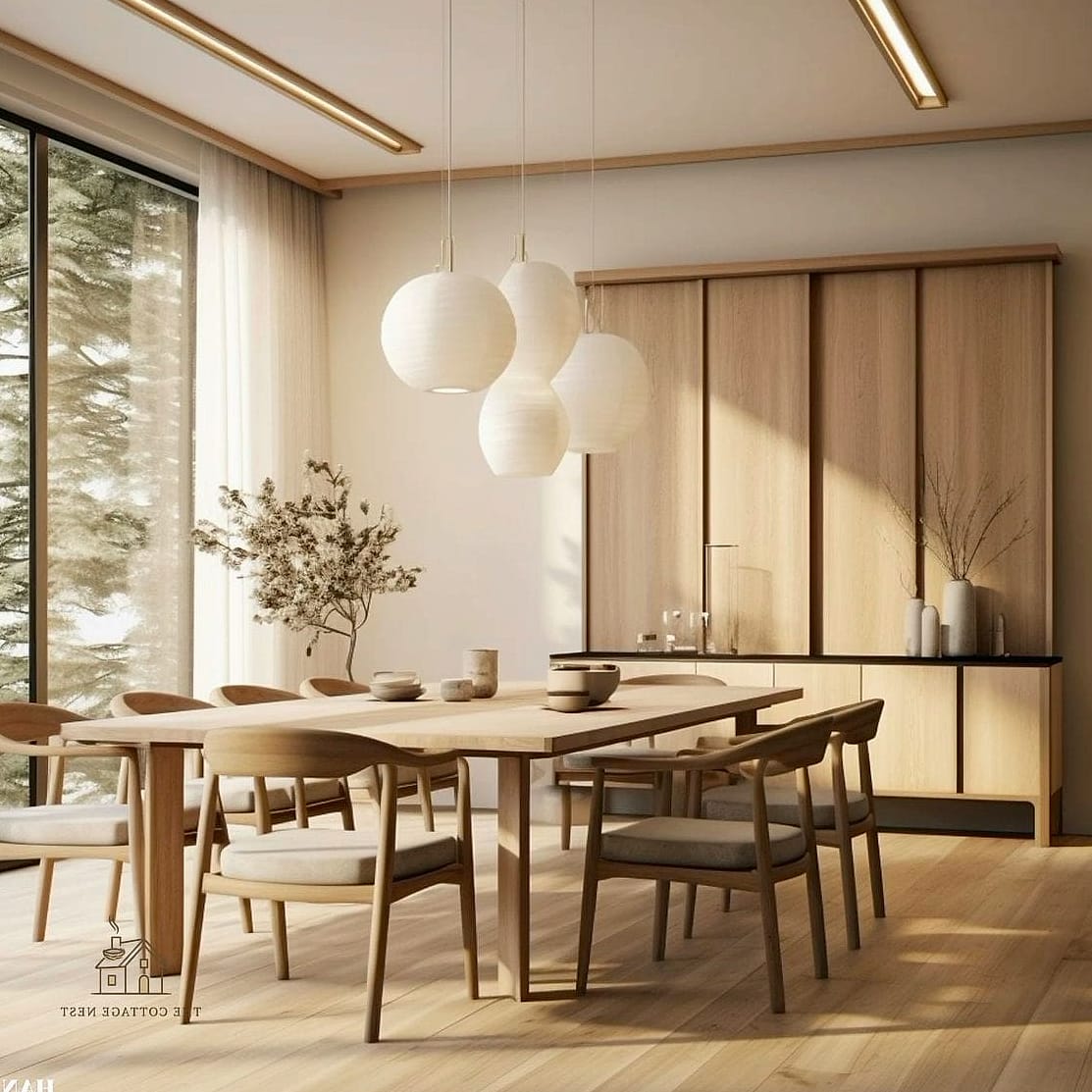 45 Gorgeous Japandi Dining Room Ideas That Are Totally Doable 2 Low Wooden Dining Table