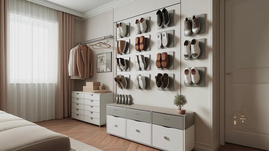 35 Chic Shoe Storage Ideas For Small Garages for a Beautiful Home 16 Magnetic Shoe Rack for Metal Doors