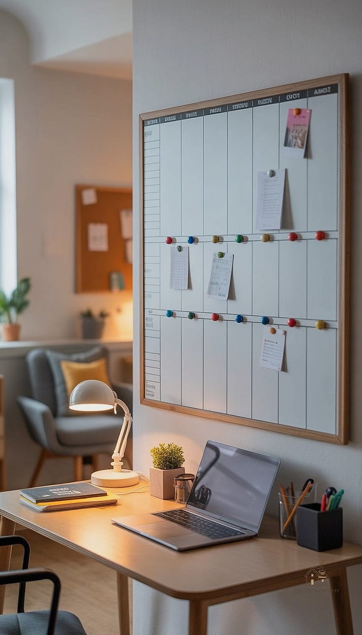 50 Beautiful College Dorm Desk Ideas to Transform Your Space 12 Magnetic Whiteboard Calendar