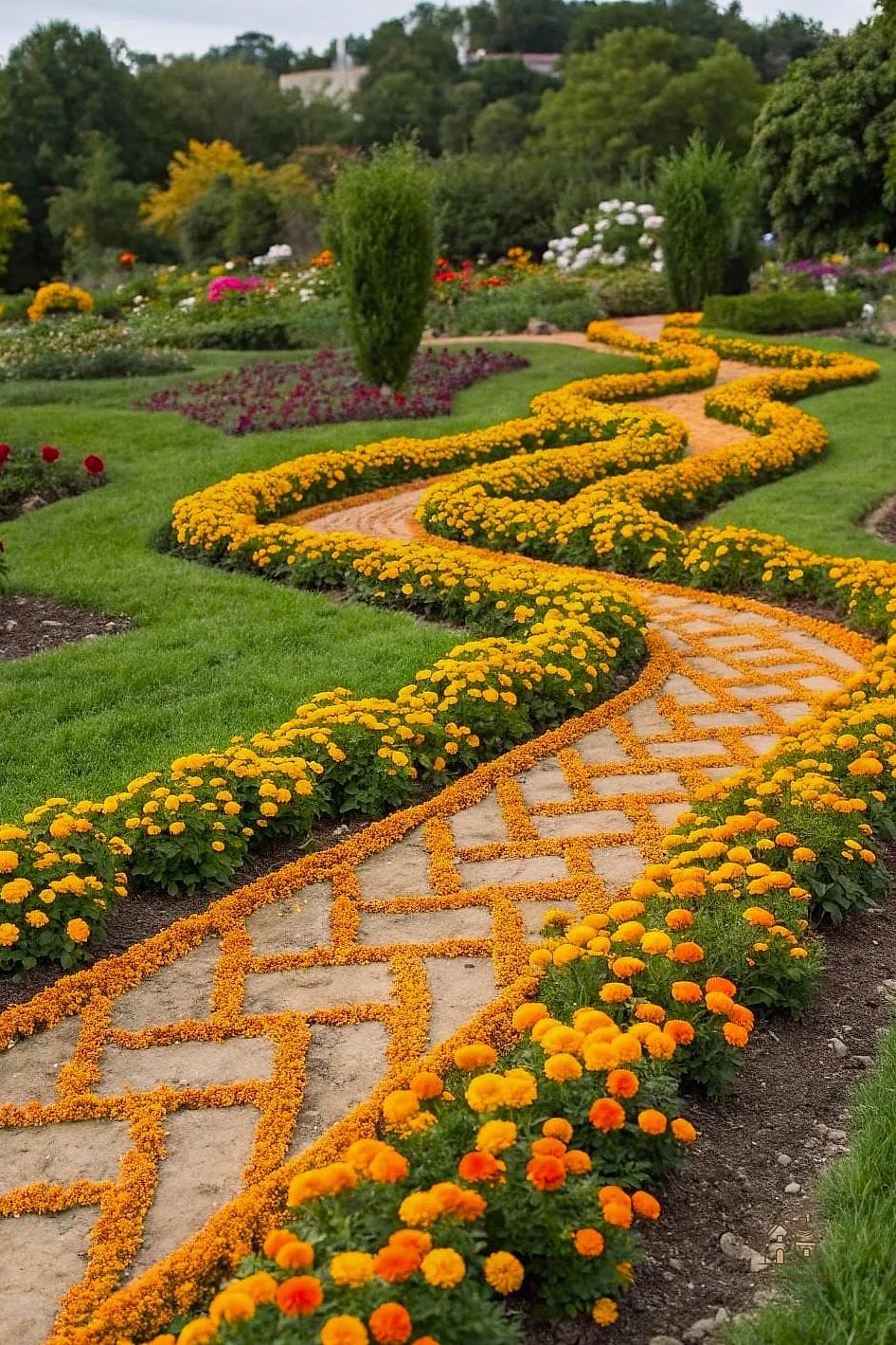 50 Beautiful Garden Border Ideas to Transform Your Space 23 Marigold Border