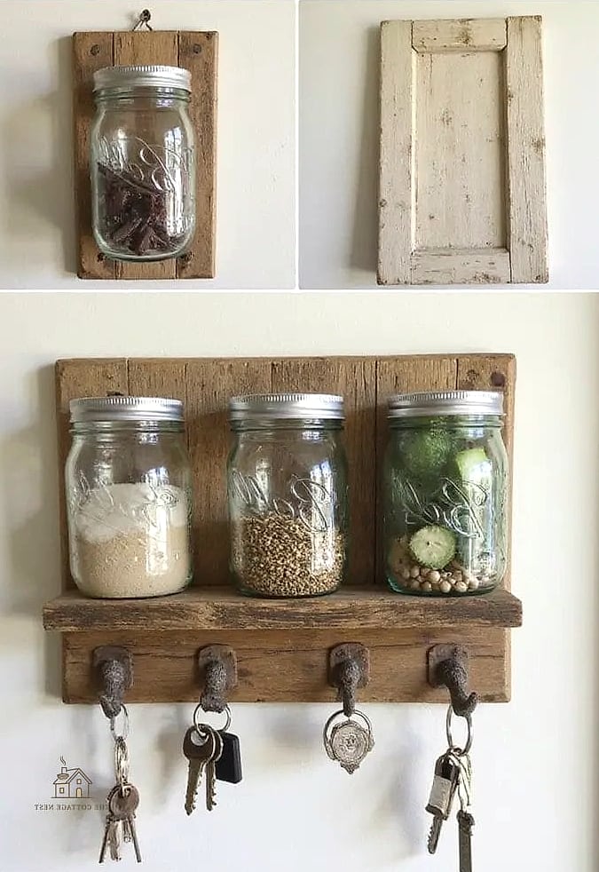 Mason Jar Lid Key Hooks