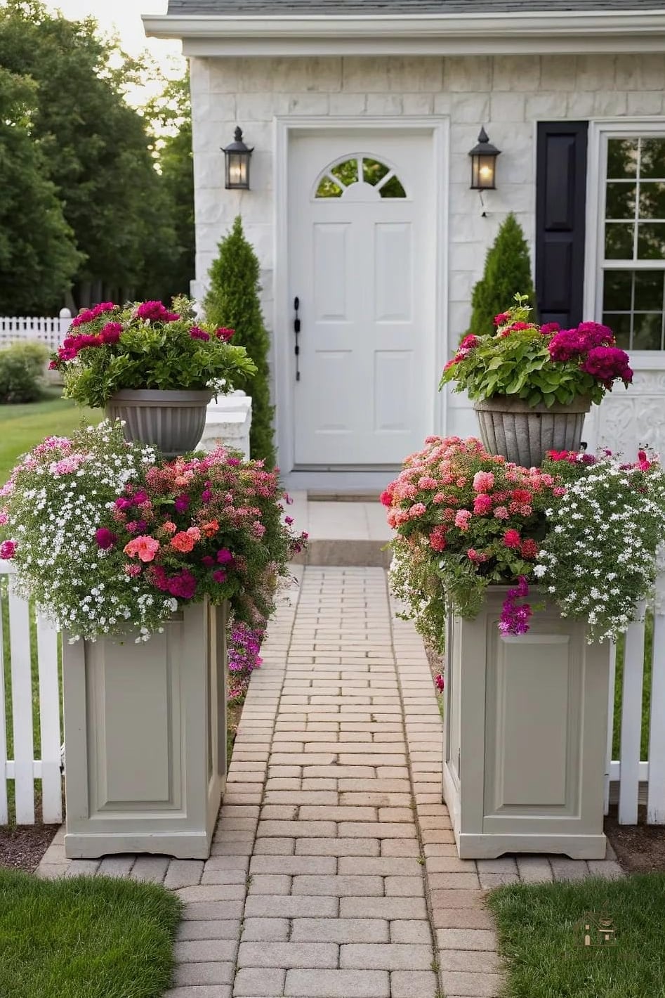 Matching Planters That Echo Roofline Colors