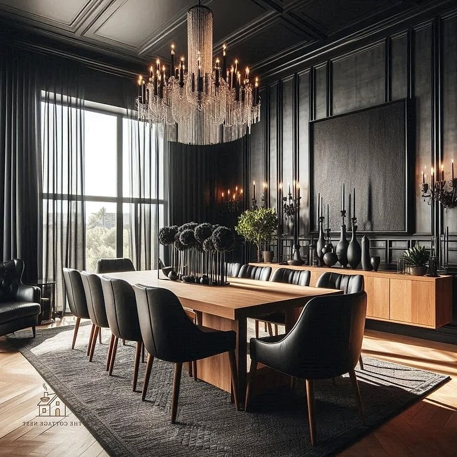 25 Stunning Dining Room Accent Wall Ideas You'll Absolutely Love 23 Matte Black Wall