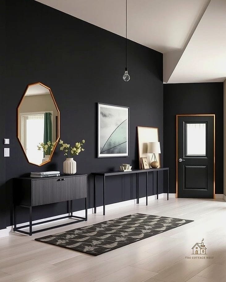 35 Stunning Entryway Accent Wall Ideas You'll Absolutely Love 35 Matte Black Accent Wall
