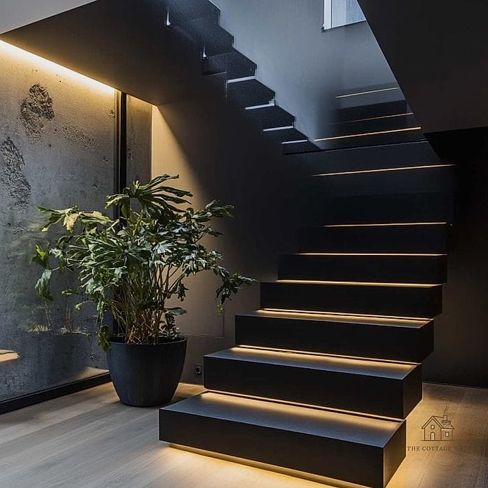 50 Clever Staircase Lighting Ideas for Every Style 39 Matte Black Wall Sconces for Modern Farmhouse