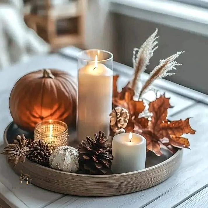 30 Dreamy Fall Tray Decorating Ideas to Try This Season 23 Matte Black and Terracotta Tray