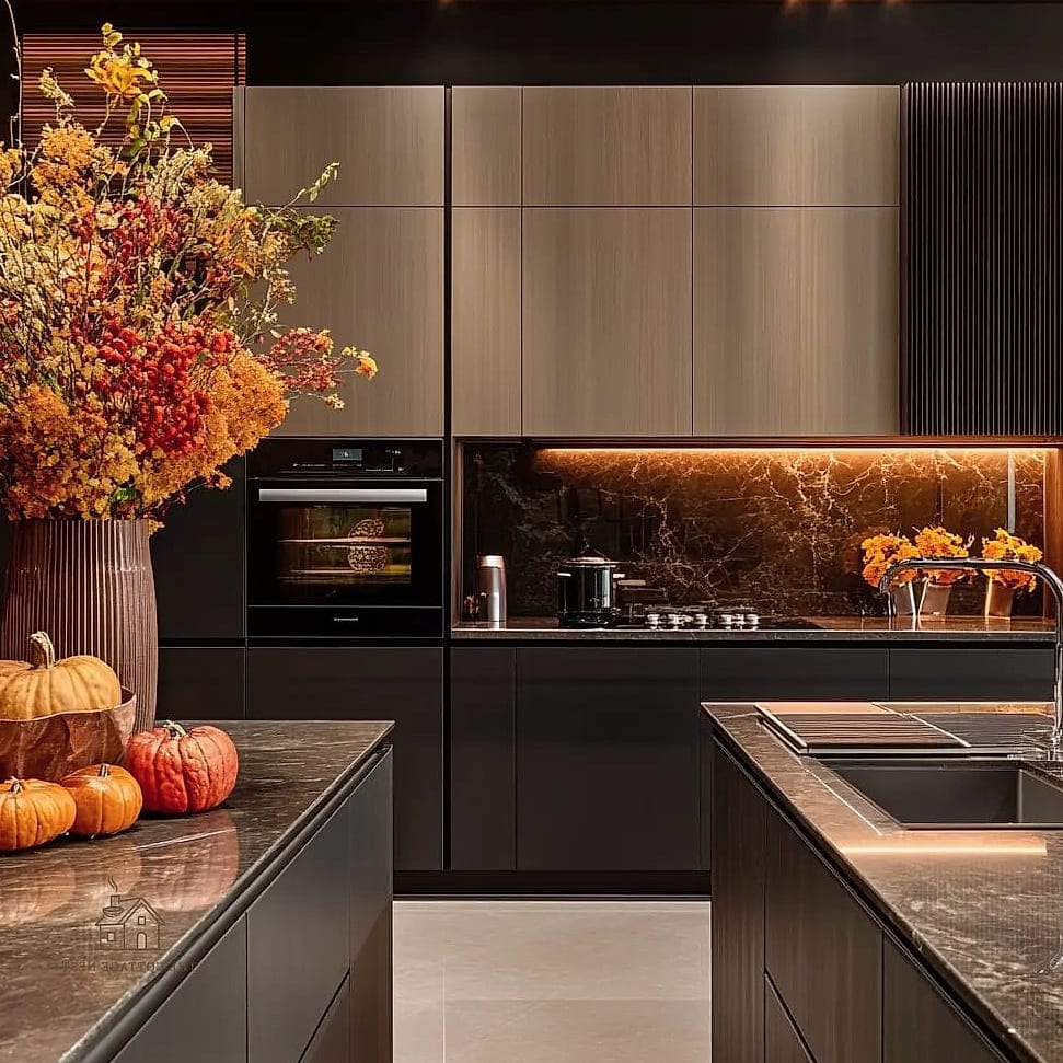 30 Stunning Fall Kitchen Decor Ideas That'll Make You Want to Cook All Season 7 Matte Black Faucet and Fixtures
