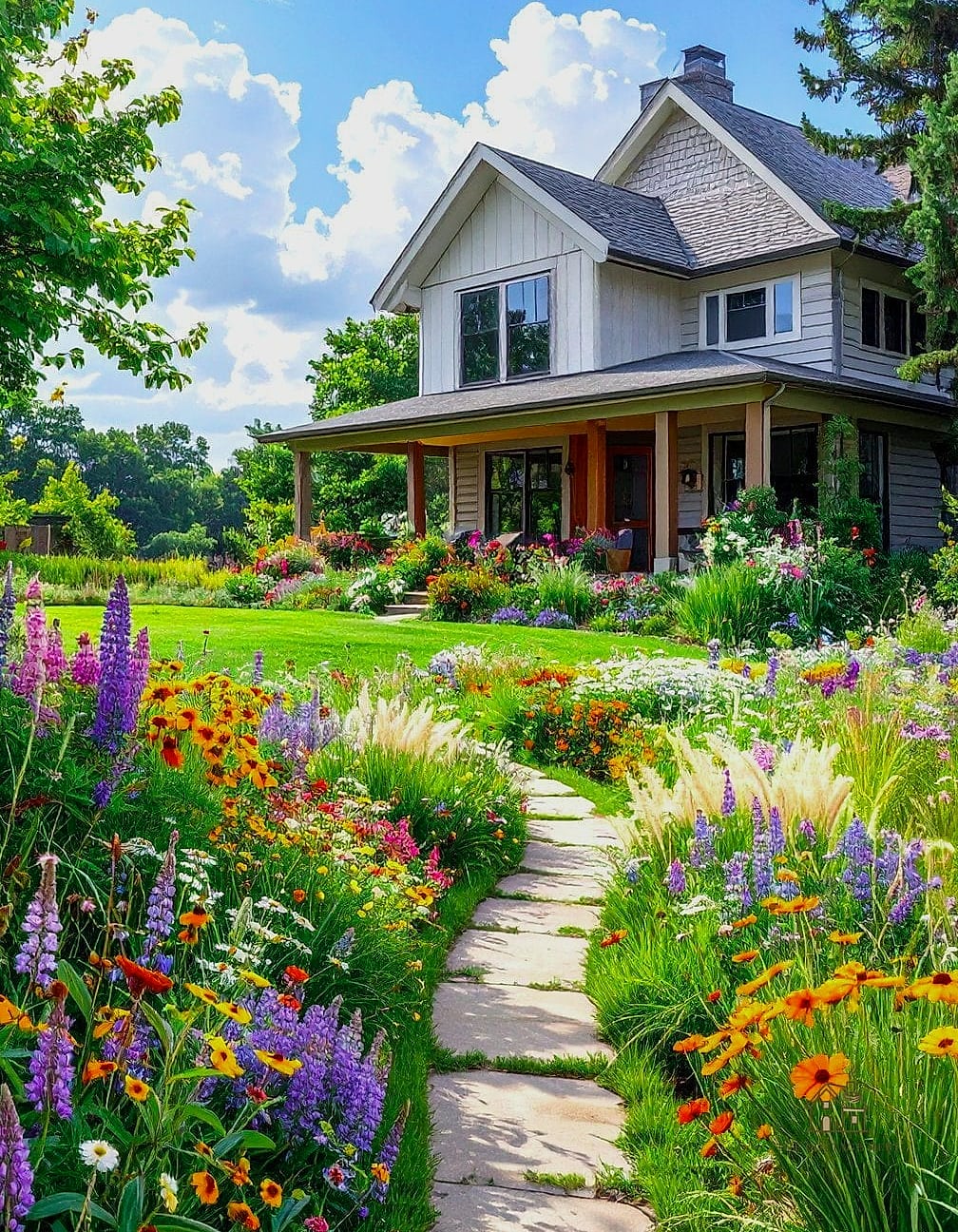 45 Gorgeous Front Yard Garden Ideas That Are Totally Doable 13 A Meadow-Inspired Wildflower Patch