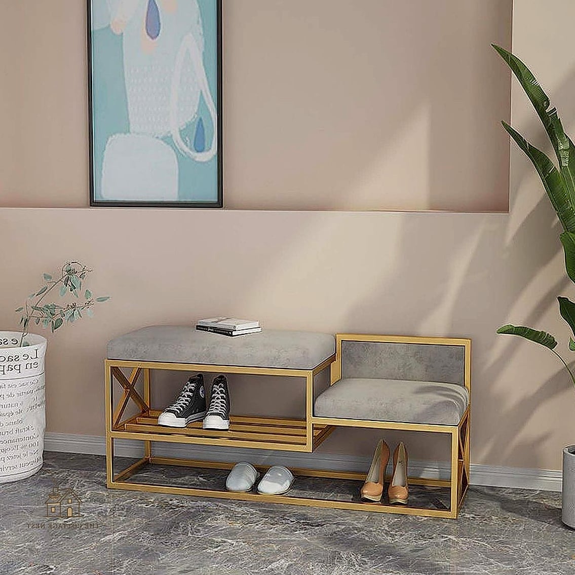 30 Amazing Entryway Bench Ideas on a Budget 17 Metal Frame Bench with Wood Seat