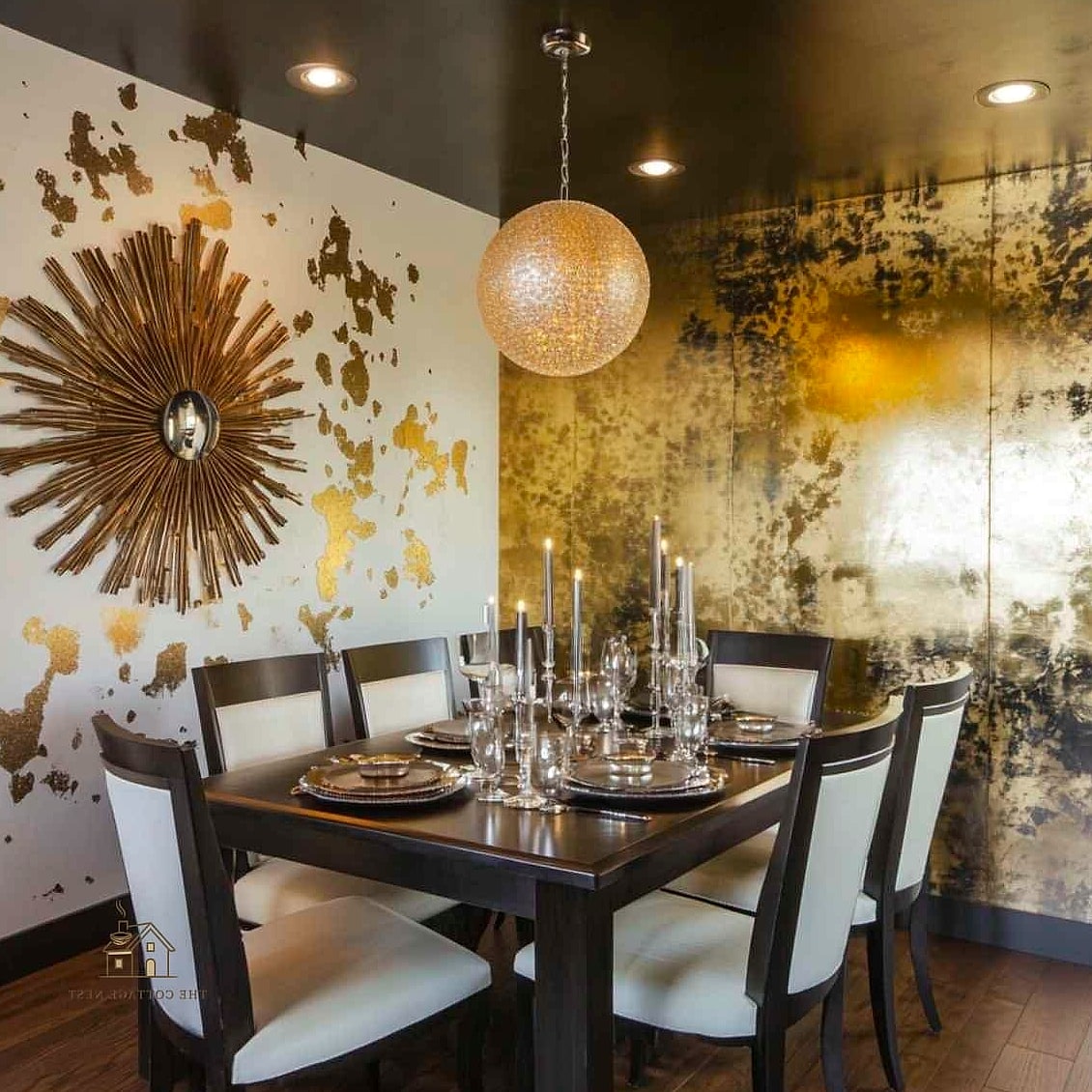 50 Beautiful Dining Room Wallpaper Ideas to Transform Your Space 12 Metallic Accent Wallpaper