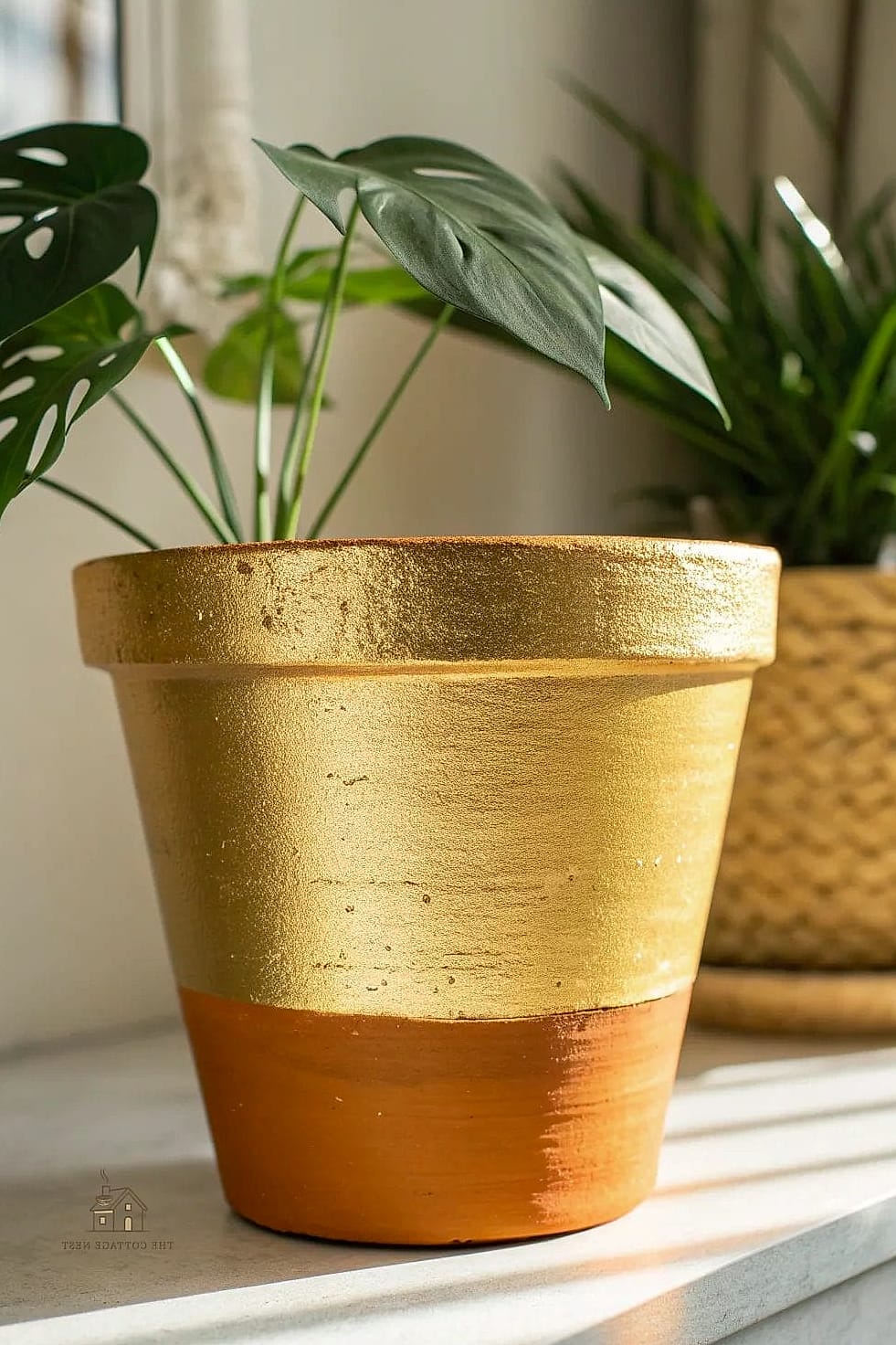 30 Amazing Flower Pots Painting Ideas on a Budget 11 Metallic Gold Accent Pots
