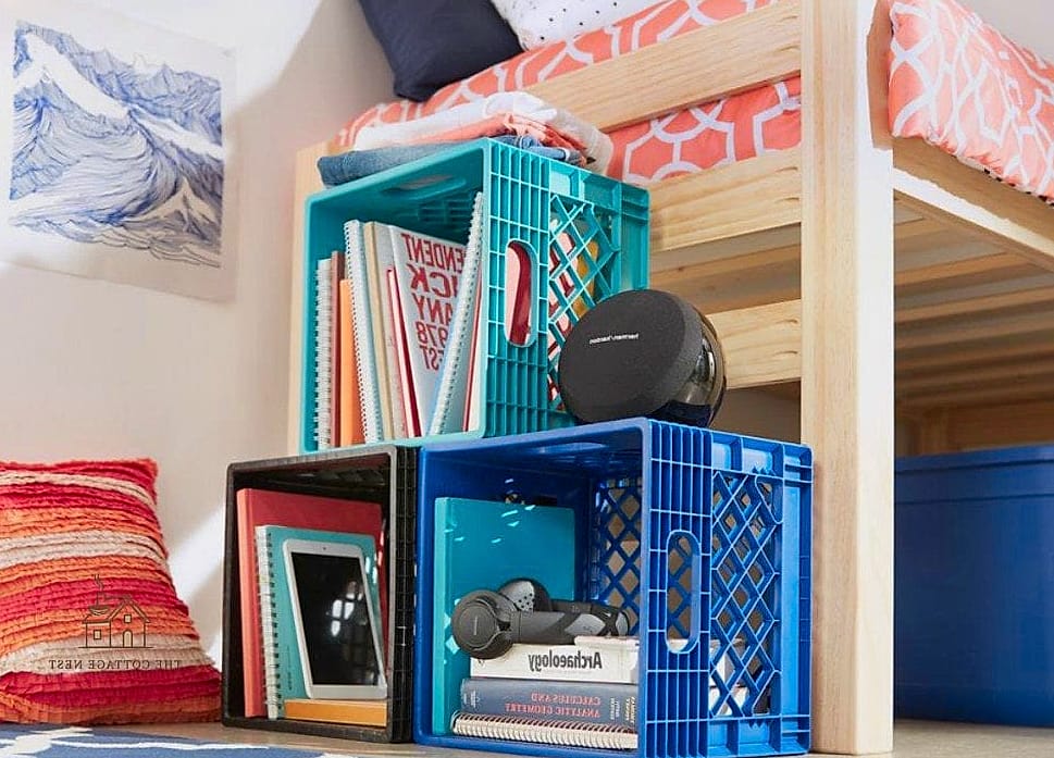 25 Gorgeous Dorm Room Ideas For Guys That Are Totally Doable 16 Milk Crate or Cube Storage Stack