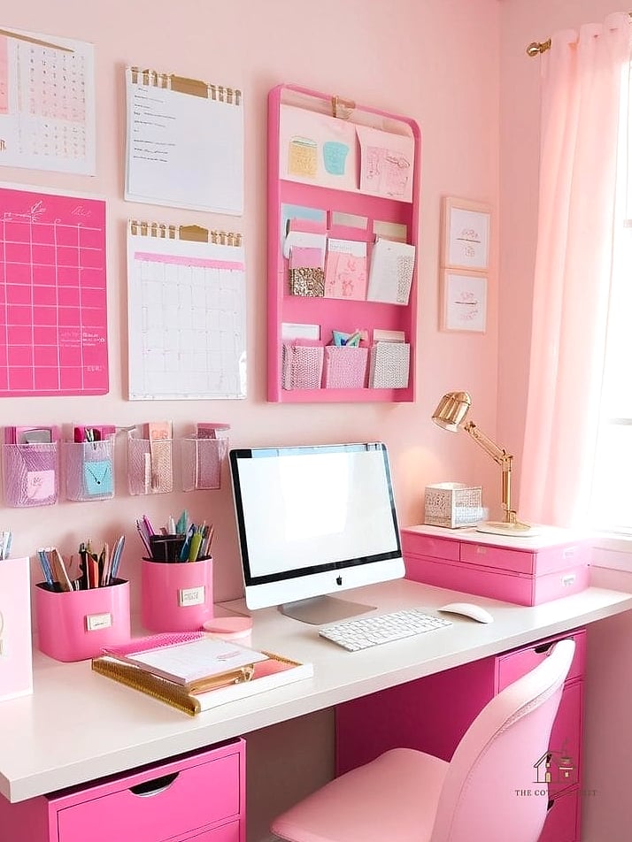45 Brilliant Pink Dorm Room Ideas to Copy Right Now 22 Millennial Pink Desk Chair Cover or Cushion