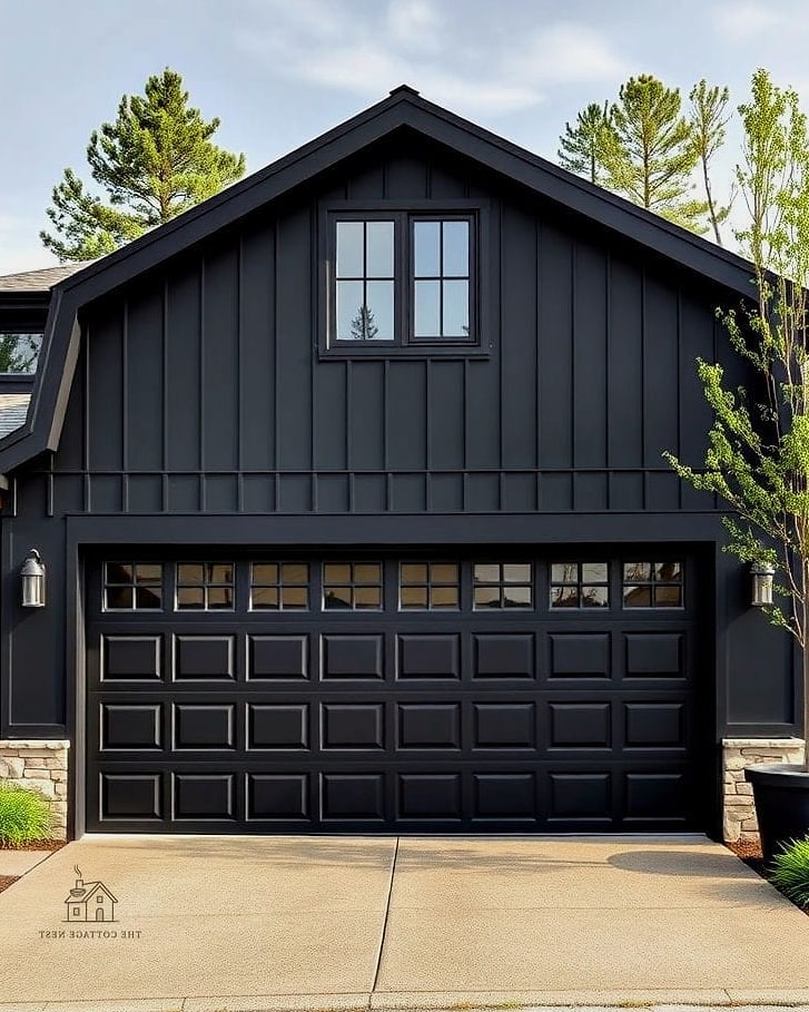 35 Stunning Detached Garage Ideas You'll Absolutely Love 12 Minimalist Garage with Black Exterior