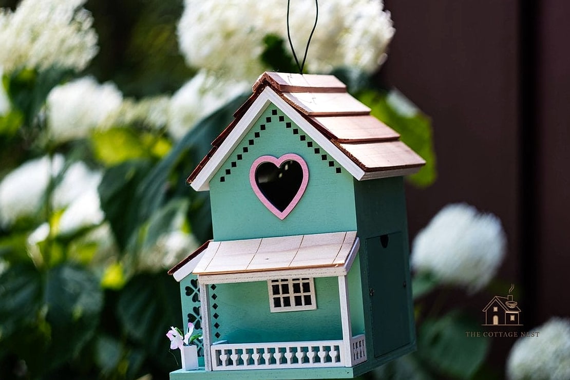 15 Chic Bird House Painting Ideas for a Beautiful Home 12 Mint and Charcoal Two-Tone