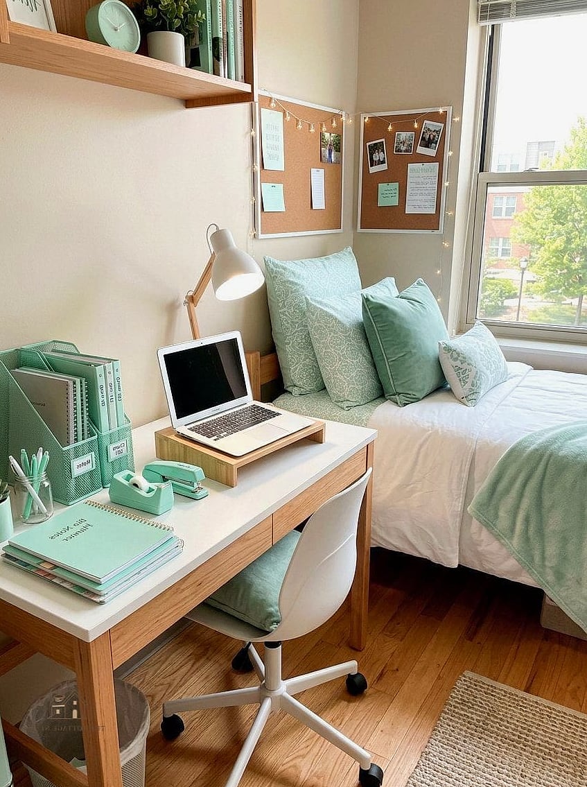 40 Dreamy Green Dorm Room Ideas to Try This Season 8 Mint Desk Organizer Set