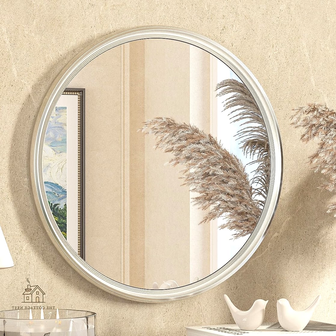 45 Creative Entryway Mirror Ideas That Will Inspire You 39 Mirror with Brushed Nickel Frame for a Cooler Palette