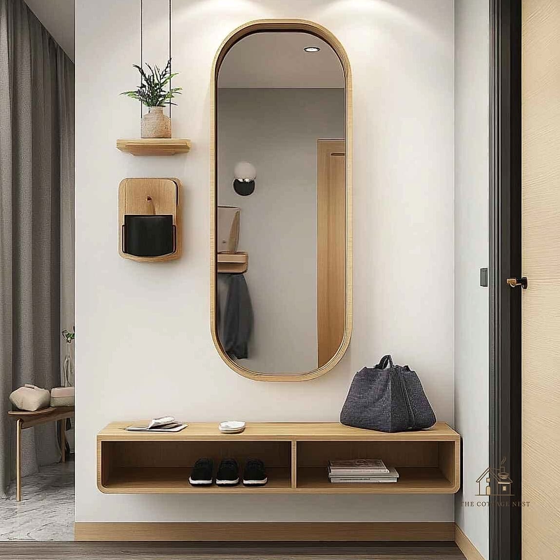 45 Creative Entryway Mirror Ideas That Will Inspire You 14 Mirror with Built-In Shelf