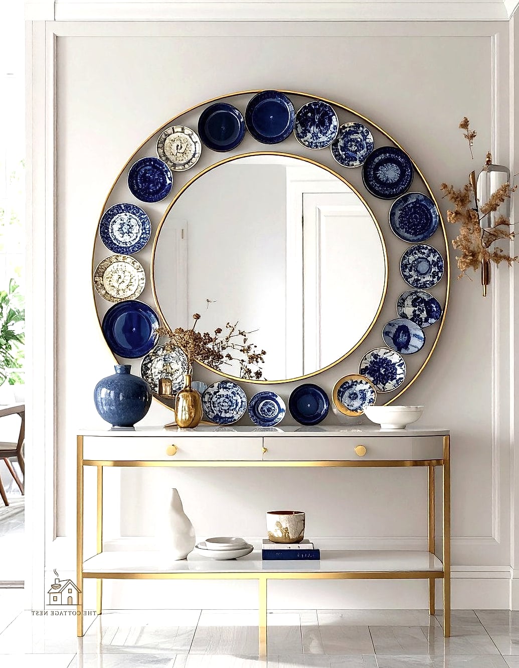 45 Creative Entryway Mirror Ideas That Will Inspire You 42 Mirror Displayed on a Plate Rail