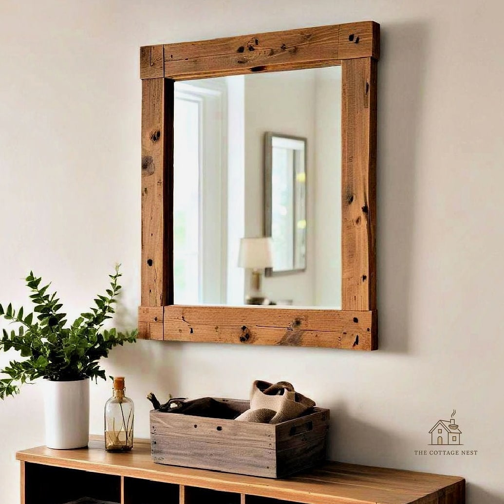 45 Creative Entryway Mirror Ideas That Will Inspire You 16 Mirror Framed in Reclaimed Wood