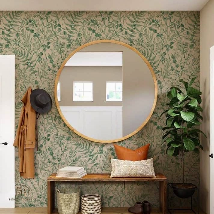 45 Creative Entryway Mirror Ideas That Will Inspire You 30 Mirror Layered Over Wallpaper