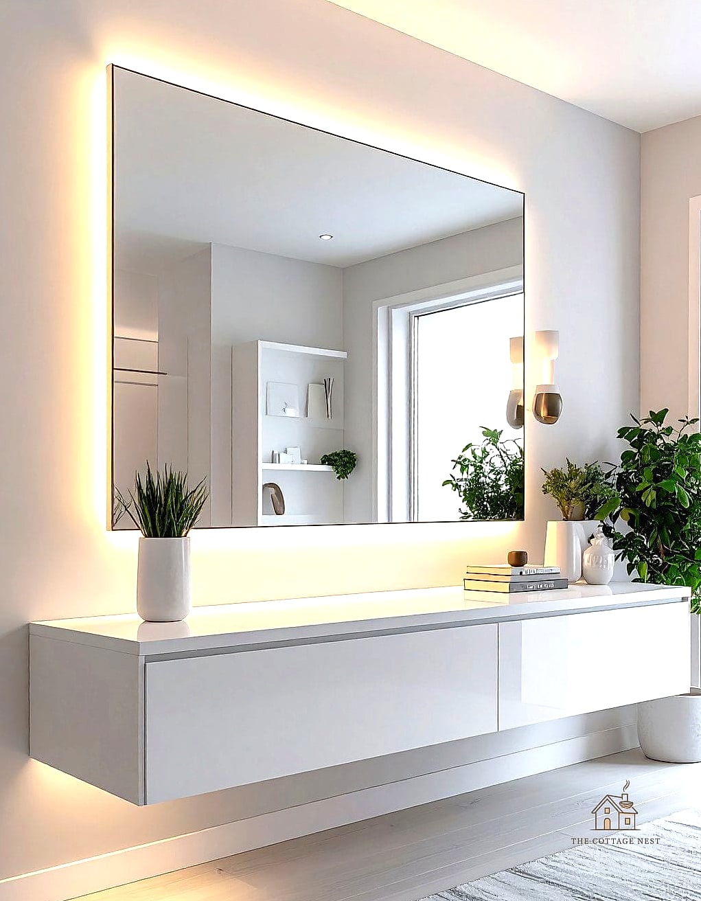 45 Creative Entryway Mirror Ideas That Will Inspire You 19 Mirror with LED Backlighting