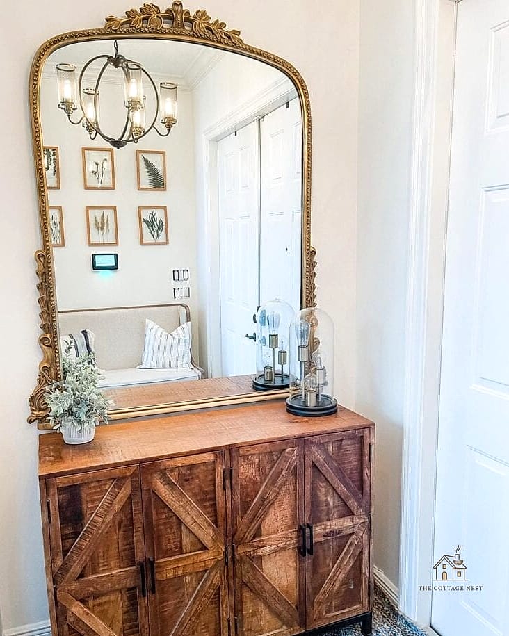 45 Creative Entryway Mirror Ideas That Will Inspire You 35 Mirror Positioned Over a Vintage Trunk